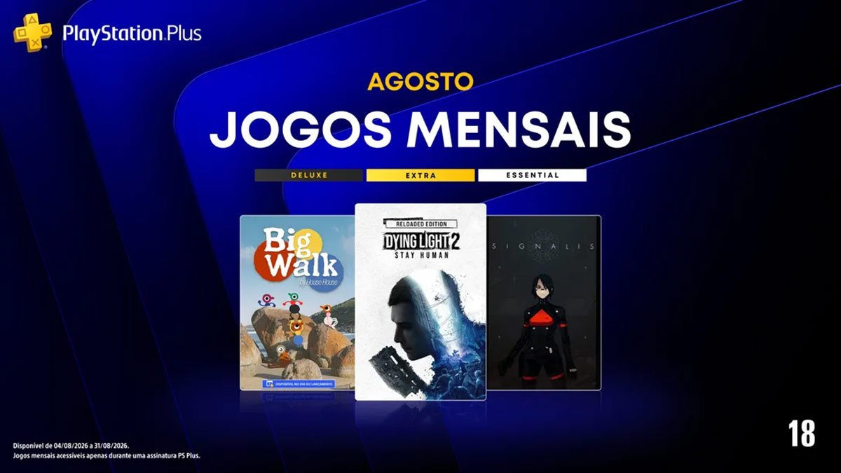 Jogos PS Plus agosto 2026: Dying Light 2, Big Walk e Signalis